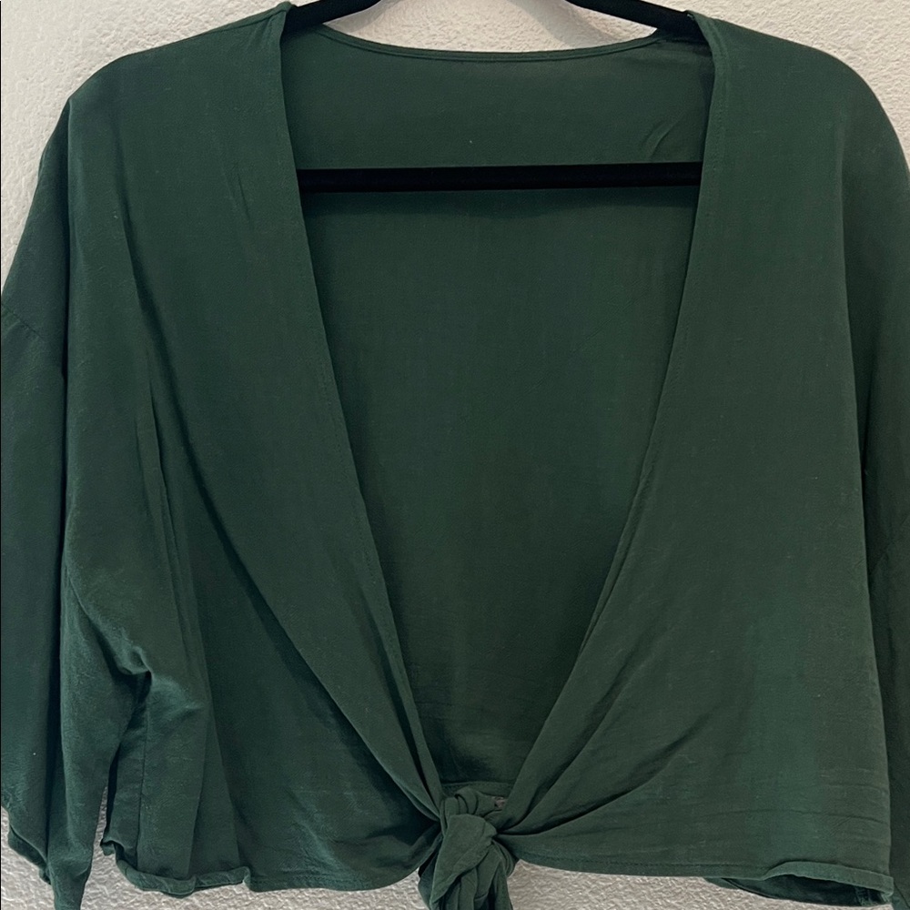 Green Tie-Front Coverup - Picture 4 of 7